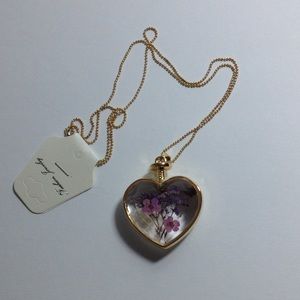 Dried Purple Flower Crystal Necklace