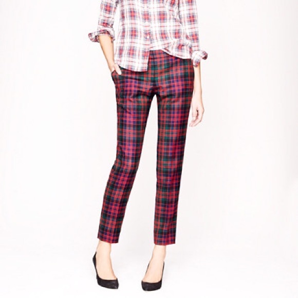J. Crew Red Tartan Plaid Cafe Capri