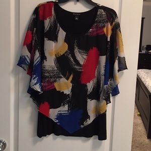 Multi color blouse with built in camisole.