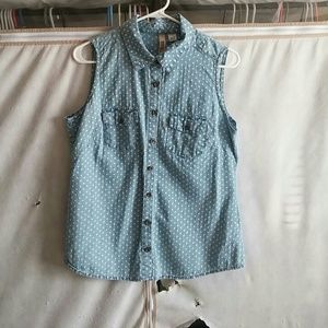 Denim star printed top