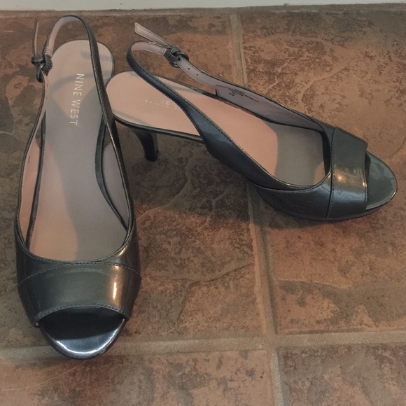Nine West gray sling back heels - Picture 1 of 4