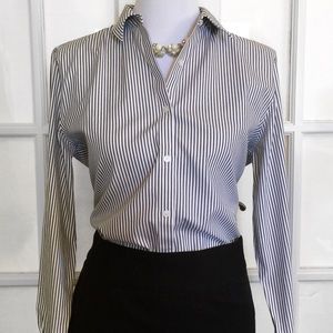 Jones New York Grey Stripe Button Down