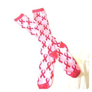 Long socks with Breast cancer awareness theme