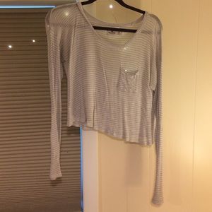 Gray and white striped sweater