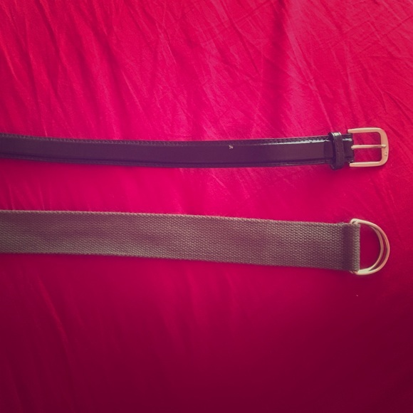 2 Boys Belts: Black Leather & Olive Green Belt 👖
