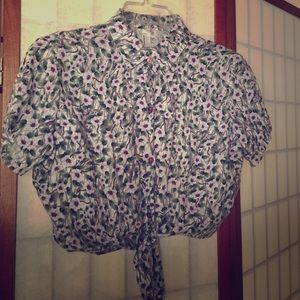 AA Floral Button Down Crop Top