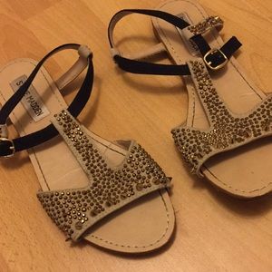 Spikey rose gold and black sandals