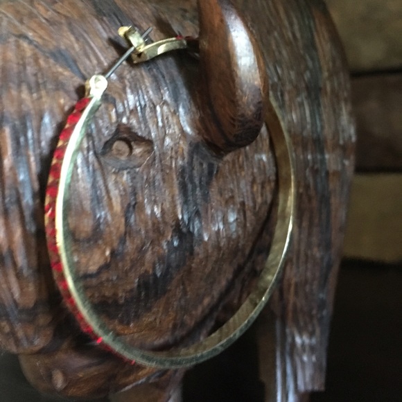 Bebe red hoop bling earrings❣️ - Picture 2 of 4