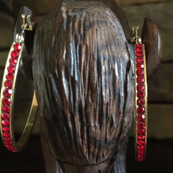 Bebe red hoop bling earrings❣️ - Picture 4 of 4