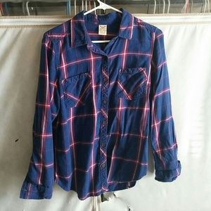 Navy, red, and white flannel