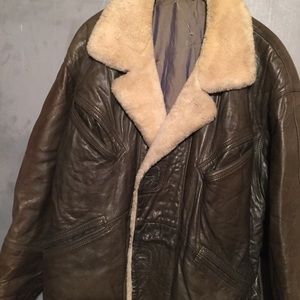 Green leather bomber jacket