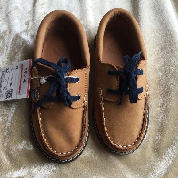 Zara boy leather dockside shoes. NIB Sz.6.5 - Picture 2 of 4