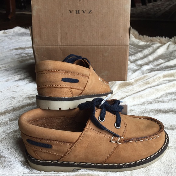Zara boy leather dockside shoes. NIB Sz.6.5 - Picture 3 of 4