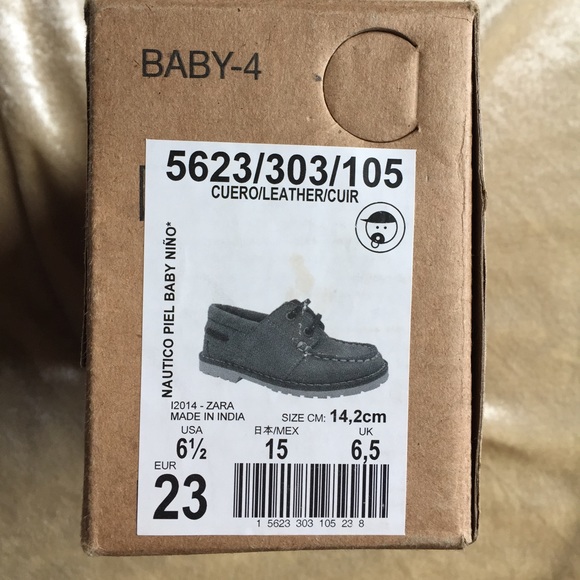 Zara boy leather dockside shoes. NIB Sz.6.5 - Picture 4 of 4