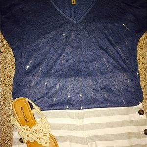 Blue Sequin Women's Top Size Large