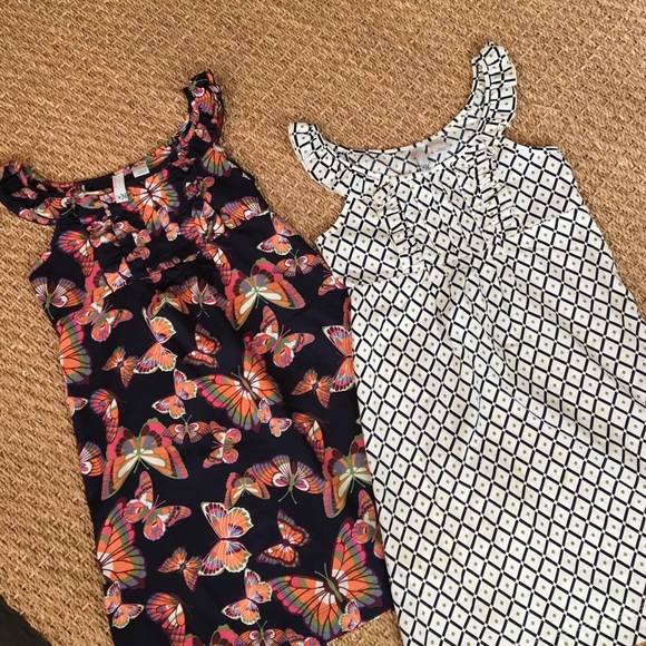 SET OF 2 PATTERNED SILKY GIRLS DRESSES - so cute!