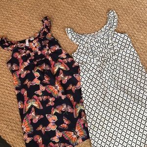 SET OF 2 PATTERNED SILKY GIRLS DRESSES - so cute!