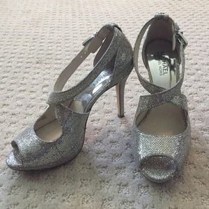 Michael Kors silver sparkly heels