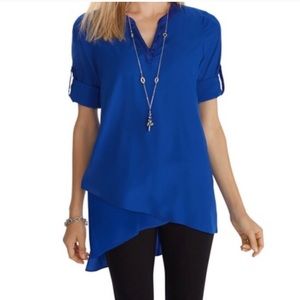 WHBM Royal Blue Silky Asymmetrical Tunic. Sz 4.