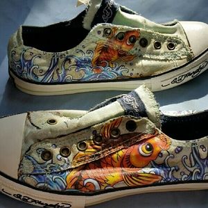Ed hardy fish shoes size 7, Pre owned