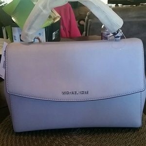 Michael kors ava medium leather satchel (lilac)