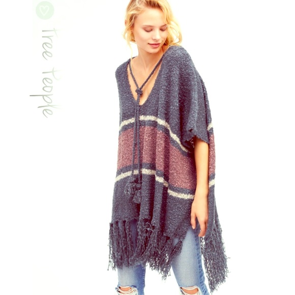 Juno Striped Boucle Poncho