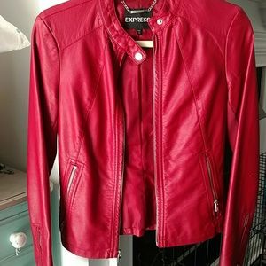 Express Moto Leather jacket in Red
