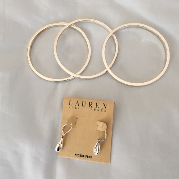 Ralph Lauren silver bracelet and earrings set.