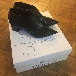 Topshop Ashley Black Leather ankle boots 7.5m/38