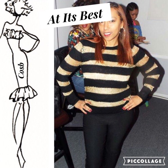 1 Left!  Black & Gold Shimmery Sweater - Picture 3 of 3