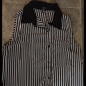 Black and White striped collar dress shirt