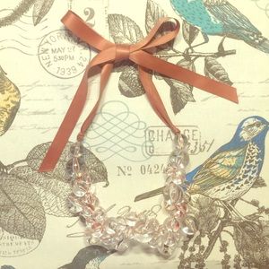 Anthropologie Clear bead necklace on ribbon