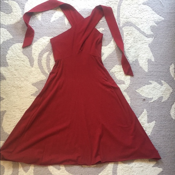 Red American Apparel convertible wrap dress