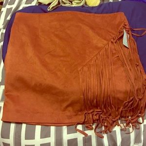 Rust color Fringe skirt
