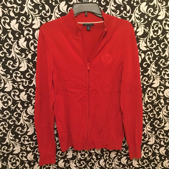 Red Tommy Zip Sweater - Picture 1 of 3