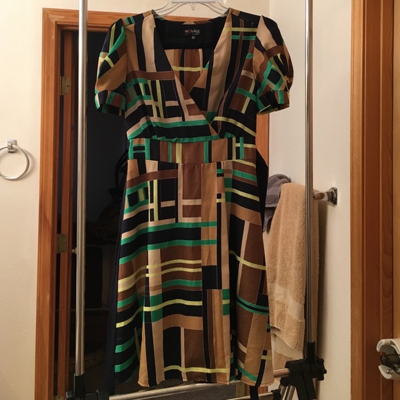 Brown and green dress