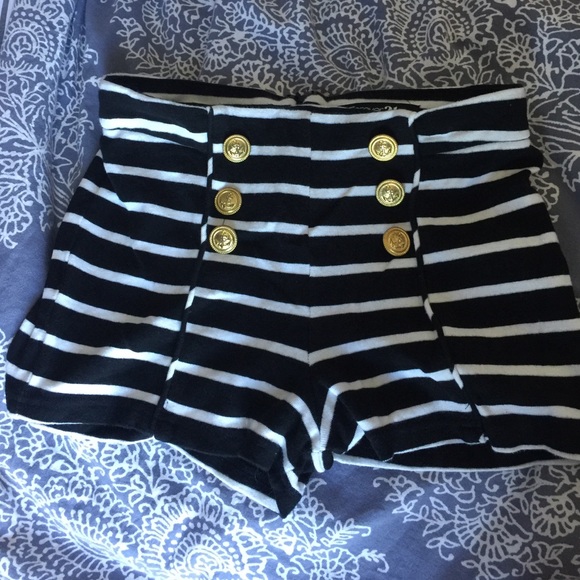 High waisted striped sailor shorts