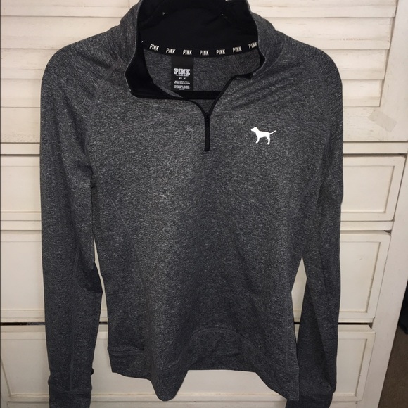 PINK quarter zip jacket gray