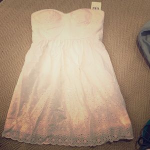 Tibi White Eyelet Strapless Dress