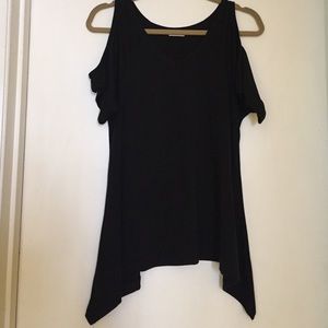 Tobi black cold shoulder t shirt