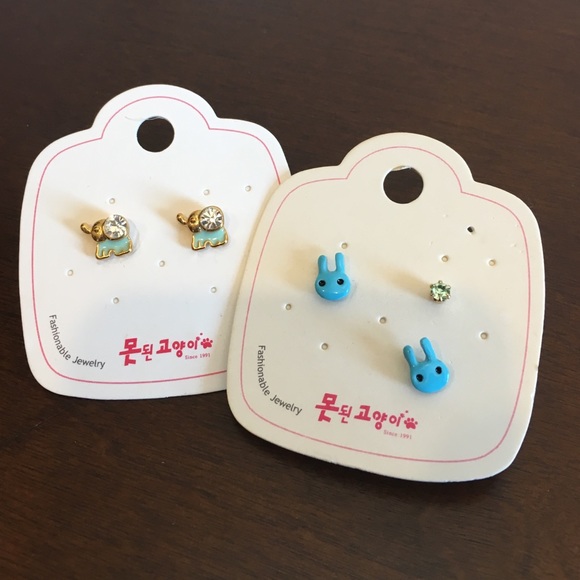 Animal Ear Studs (Rabbit&Elephant)
