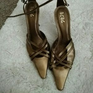 Bcbg heels black pair and gold pair. Price for ea.