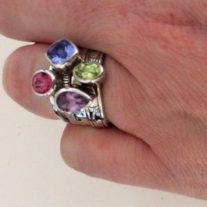 Janice Girardi gemstone stacking ring set size 7