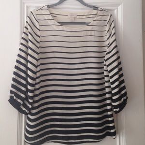 LOFT Striped 3/4 sleeve blouse