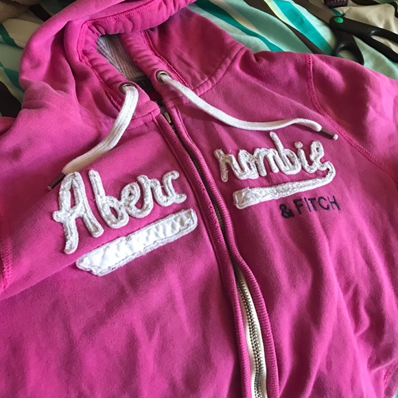 Pink Abercrombie & Fitch Zip Sweater with Hood