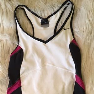 White black&pink Nike dry fit top