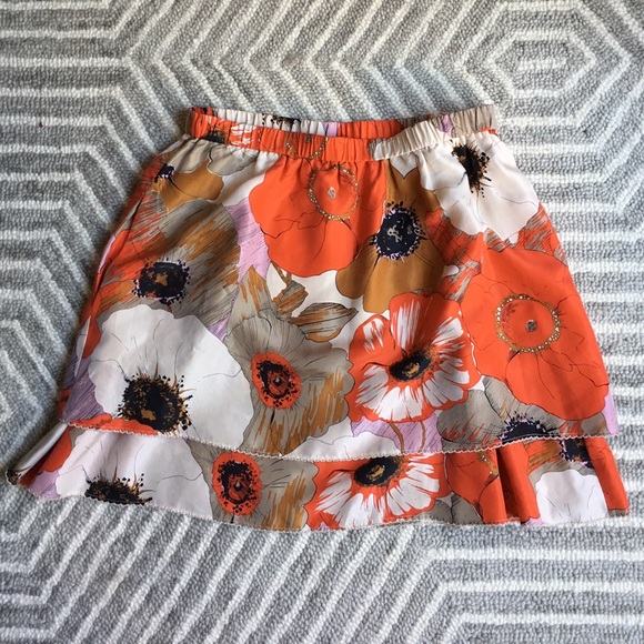 Anthropologie Odile floral silk skirt
