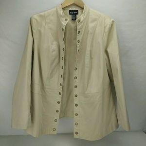 Beige cotton jacket with brass eyelets