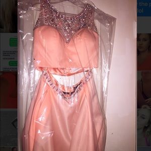 bright coral formal dress