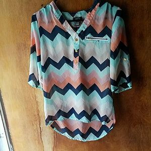 Rue 21 XS Chevron Sheer Blouse